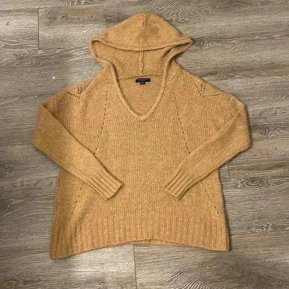 American Eagle Outfitters Tan jogging fit hooded knit sweater size small - Picture 1 of 9